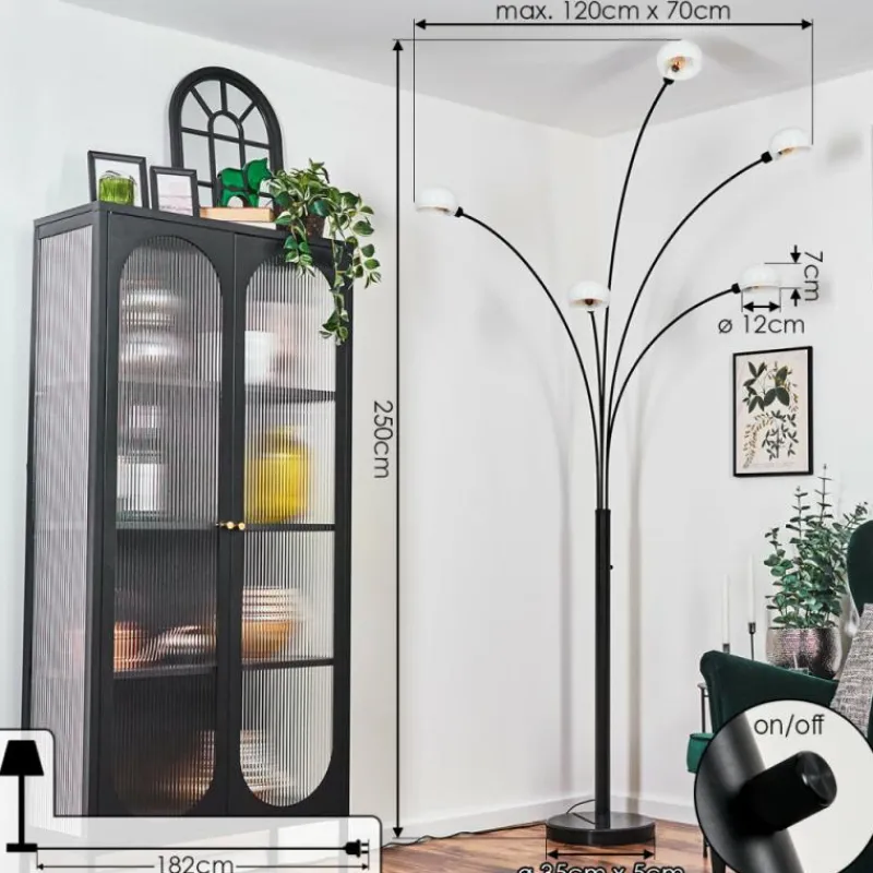 hofstein Nikkala Lampadaire Noir, 5 lumières