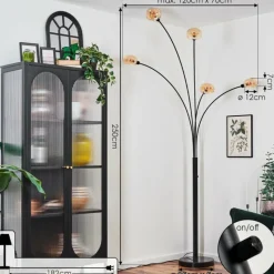 hofstein Nikkala Lampadaire Noir, 5 lumières