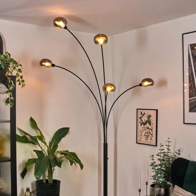 hofstein Nikkala Lampadaire Noir, 5 lumières