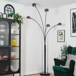 hofstein Nikkala Lampadaire Noir, 5 lumières