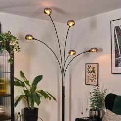 hofstein Nikkala Lampadaire Noir, 5 lumières