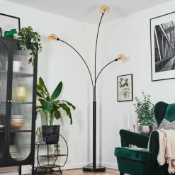 hofstein Nikkala Lampadaire Noir, 3 lumières