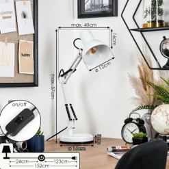 hofstein Nurmasuando Lampe à poser, Liseuse Noir, Blanc, 1 lumière