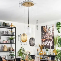 hofstein Nyberget Suspension, Boule lumineuse, Suspension Laiton, 3 lumières