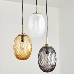 hofstein Nyberget Suspension, Boule lumineuse, Suspension Laiton, 3 lumières