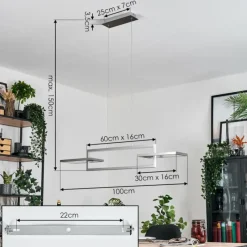 hofstein Odeon Suspension, Suspension LED Argenté, 3 lumières* Suspensions