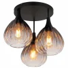Suspension Verre Fumé-Luminaires Globo Lighting Olsen Plafonnier Noir, 3 lumières