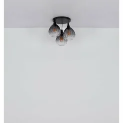 Suspension Verre Fumé-Luminaires Globo Lighting Olsen Plafonnier Noir, 3 lumières