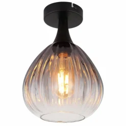 Suspension Verre Fumé-Luminaires Globo Lighting Olsen Plafonnier Noir, 1 lumière