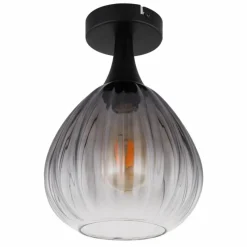 Suspension Verre Fumé-Luminaires Globo Lighting Olsen Plafonnier Noir, 1 lumière