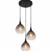 Suspension Verre Fumé-Luminaires Globo Lighting Olsen Suspension Noir, 3 lumières