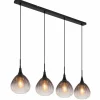 Suspension Verre Fumé-Luminaires Globo Lighting Olsen Suspension Noir, 4 lumières