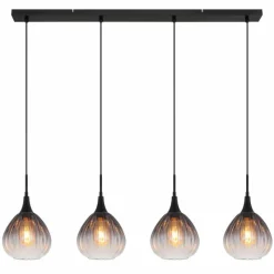 Suspension Verre Fumé-Luminaires Globo Lighting Olsen Suspension Noir, 4 lumières