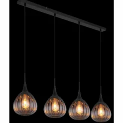 Suspension Verre Fumé-Luminaires Globo Lighting Olsen Suspension Noir, 4 lumières
