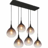 Suspension Verre Fumé-Luminaires Globo Lighting Olsen Suspension Noir, 6 lumières