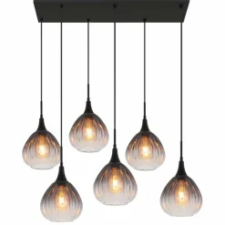 Suspension Verre Fumé-Luminaires Globo Lighting Olsen Suspension Noir, 6 lumières