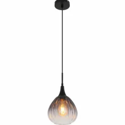 Suspension Verre Fumé-Luminaires Globo Lighting Olsen Suspension Noir, 1 lumière
