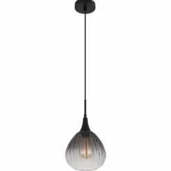 Suspension Verre Fumé-Luminaires Globo Lighting Olsen Suspension Noir, 1 lumière