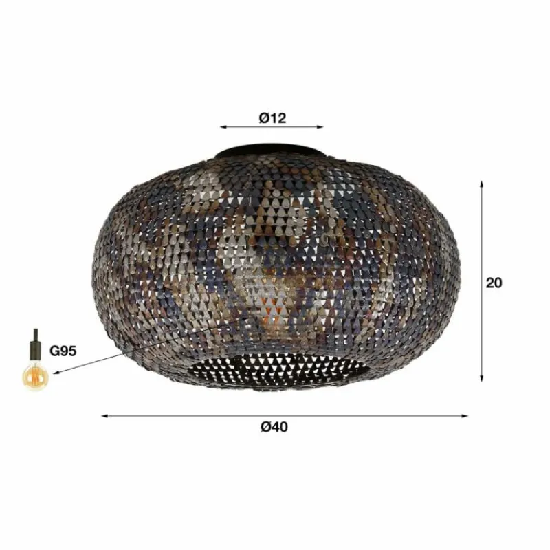 hofstein Ommerlanderwijk Plafonnier Brun, Noir, 1 lumière* Plafonniers