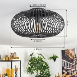 Luminaires Scandinaves-hofstein Oravi Plafonnier Noir, 1 lumière