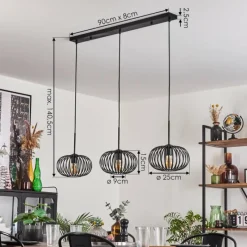 hofstein Oravi Suspension Noir, 3 lumières