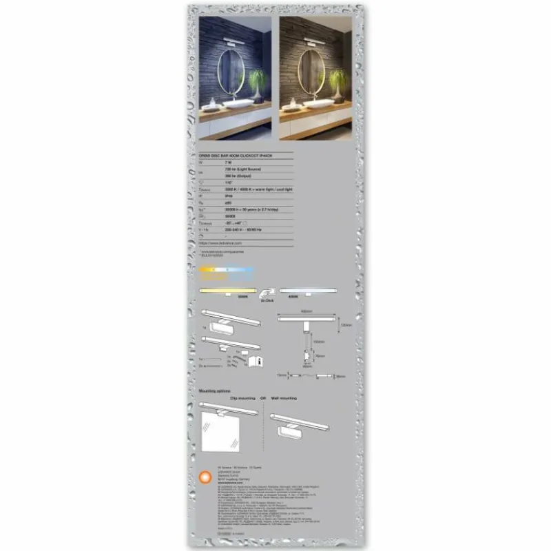 Luminaires Ledvance Orbis Luminaire de salle de bain LED Chrome, 1 lumière* Éclairage Led