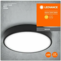Luminaires Ledvance Orbis Plafonnier LED Noir, 1 lumière* Éclairage Led