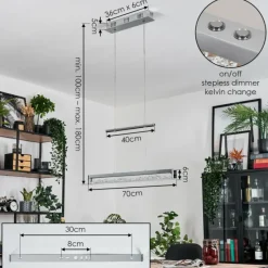 hofstein Ortan Suspension, Suspension LED Argenté, 4 lumières