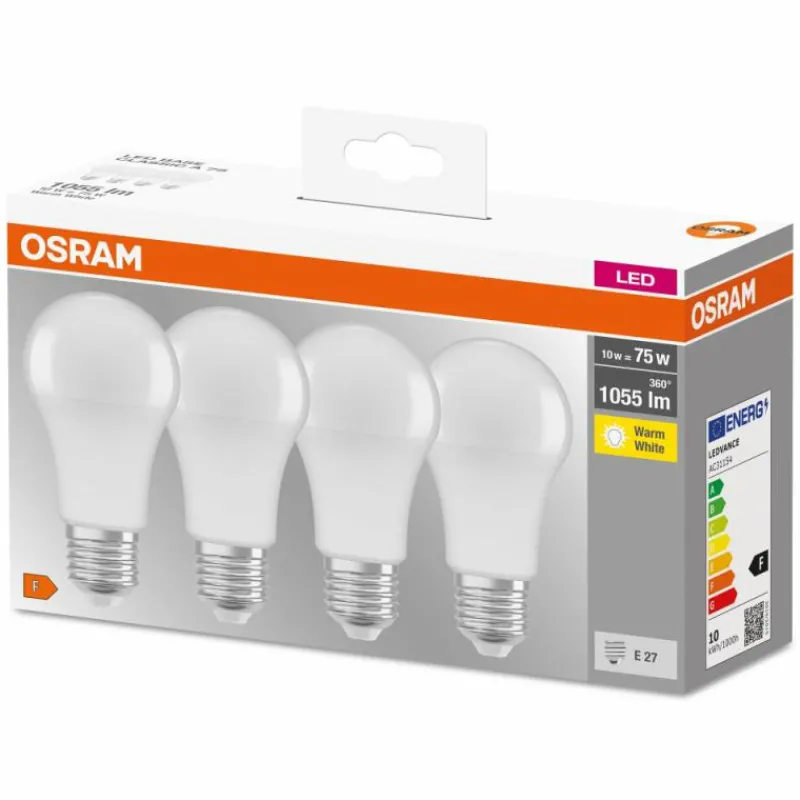 Luminaires Osram OSRAM CLASSIC A Lot de 4 LED E27 10 watt 2700 kelvin 1055 lumen