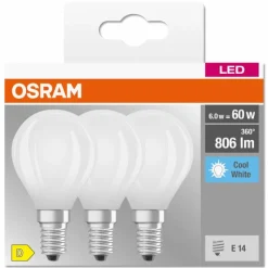 Luminaires Osram OSRAM CLASSIC P Lot de 3 LED E14 5,5 watt 4000 Kelvin 806 lumen