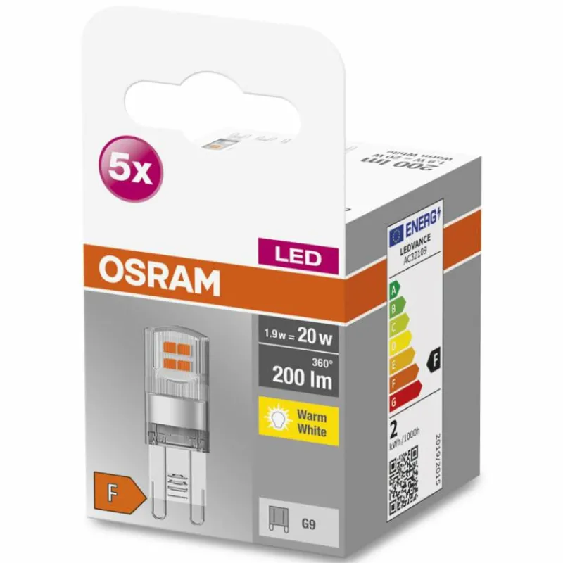 Luminaires Osram OSRAM LED BASE PIN Lot de 5 LED G9 1,9 watt 2700 kelvin 200 lumen