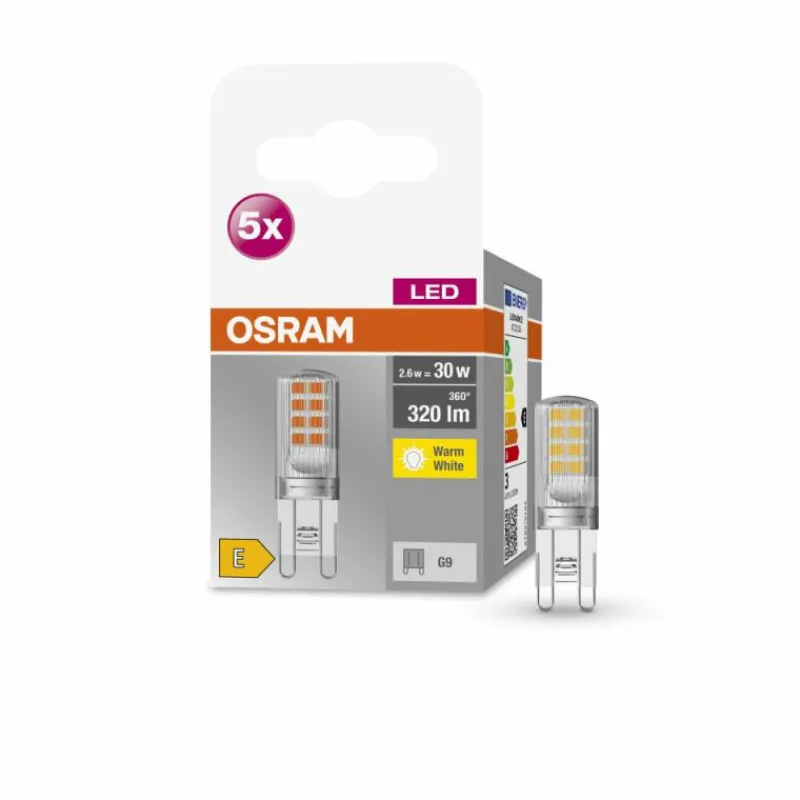 Luminaires Osram OSRAM LED BASE PIN Lot de 5 LED G9 2,6 watt 2700 kelvin 320 lumen