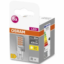 Luminaires Osram OSRAM LED BASE PIN Lot de 5 LED G9 4,2 watt 2700 kelvin 470 lumen