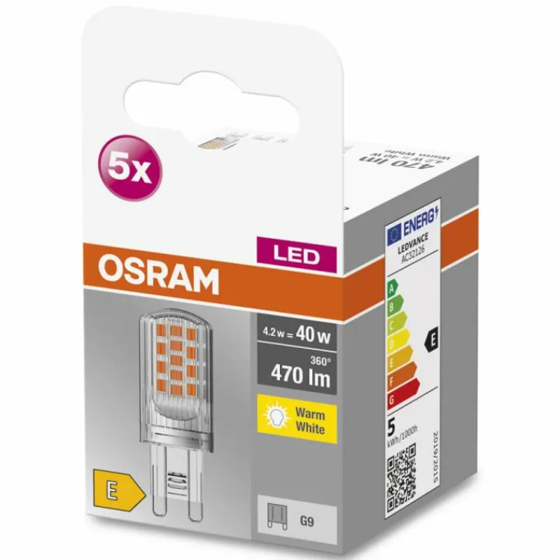 Luminaires Osram OSRAM LED BASE PIN Lot de 5 LED G9 4,2 watt 2700 kelvin 470 lumen