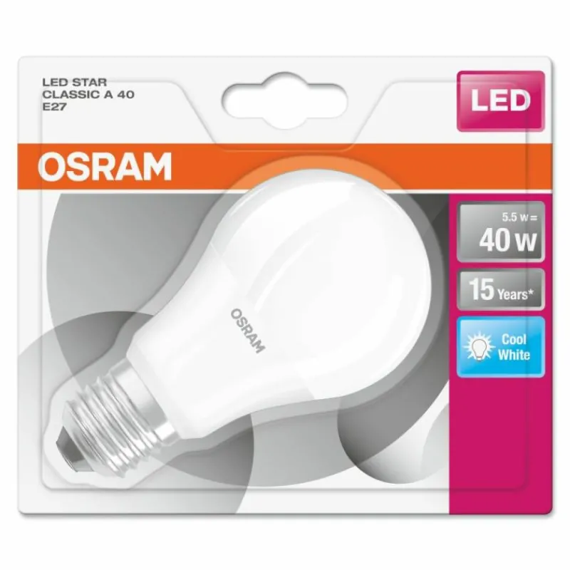 Luminaires Osram Osram LED E27 5,5 Watt 4000 Kelvin 470 Lumen