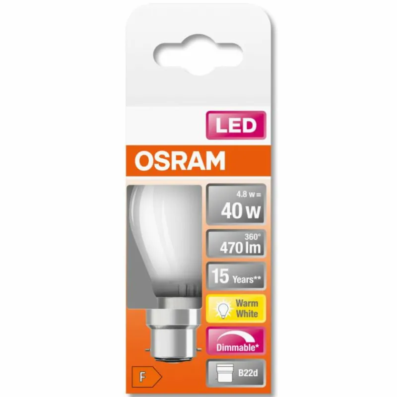 Luminaires Osram OSRAM LED Retrofit B22d 4,8 watt 2700 kelvin 470 lumen