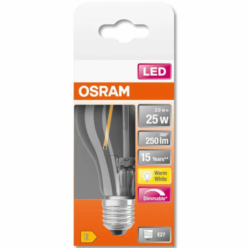 Luminaires Osram OSRAM LED Retrofit E27 2,2 Watt 2700 Kelvin 250 lumen