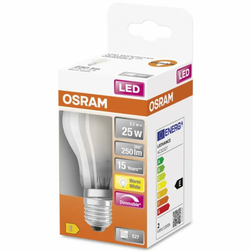 Luminaires Osram OSRAM LED Retrofit E27 2,2 Watt 2700 Kelvin 250 lumen