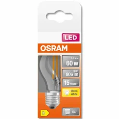 Luminaires Osram OSRAM LED Retrofit E27 5,5 watt 2700 kelvin 806 lumen