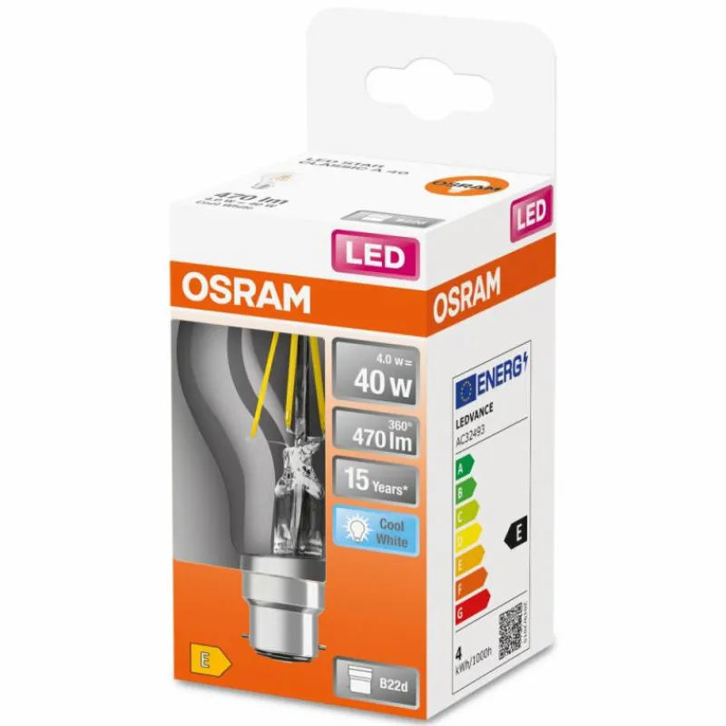 Luminaires Osram OSRAM LED Retrofit LED B22d 4 Watt 4000 Kelvin 470 Lumen