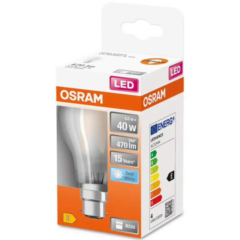 Luminaires Osram OSRAM LED Retrofit LED B22d 4 Watt 4000 Kelvin 470 Lumen