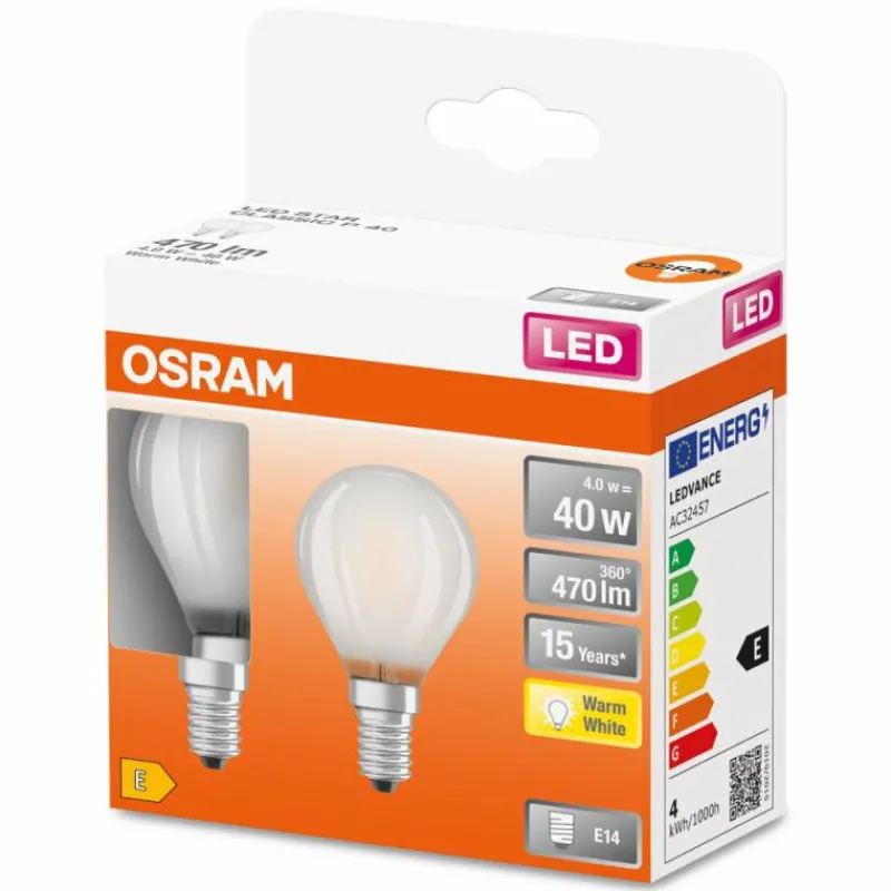 Luminaires Osram OSRAM LED Retrofit Lot de 2 E14 4 watt 2700 Kelvin 470 lumen