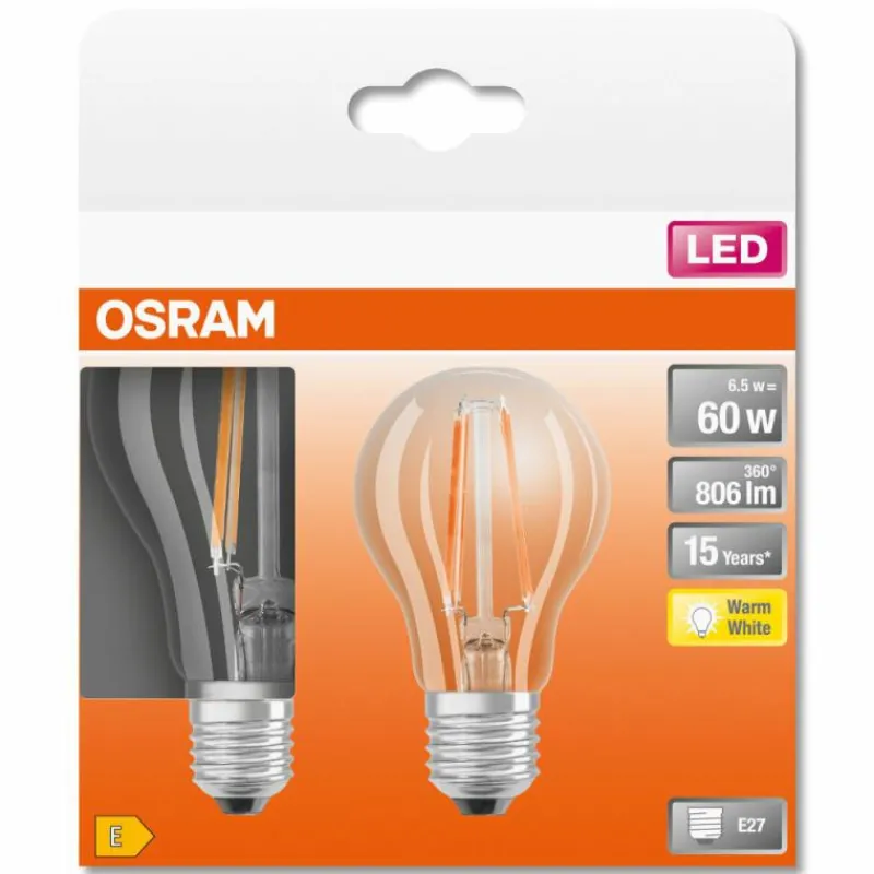 Luminaires Osram OSRAM LED Retrofit Lot de 2 E27 6,5 Watt 2700 Kelvin 806 Lumen