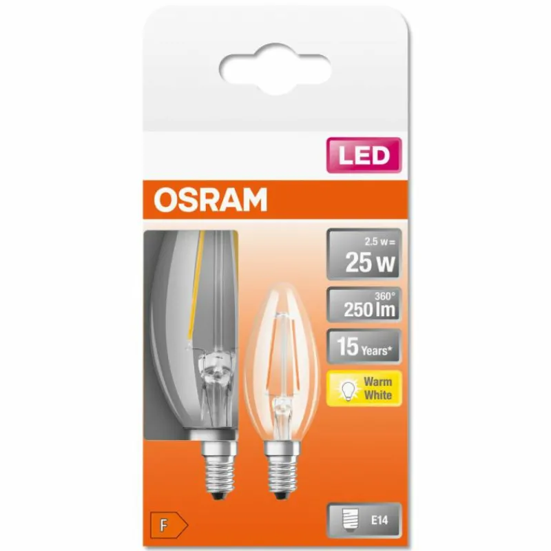 Luminaires Osram OSRAM LED Retrofit Lot de 2 E14 2,5 watt 2700 Kelvin 250 lumen