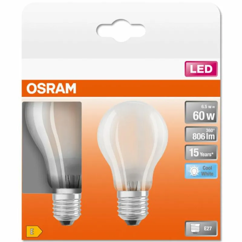 Luminaires Osram OSRAM LED Retrofit Lot de 2 E27 6,5 Watt 4000 Kelvin 806 Lumen