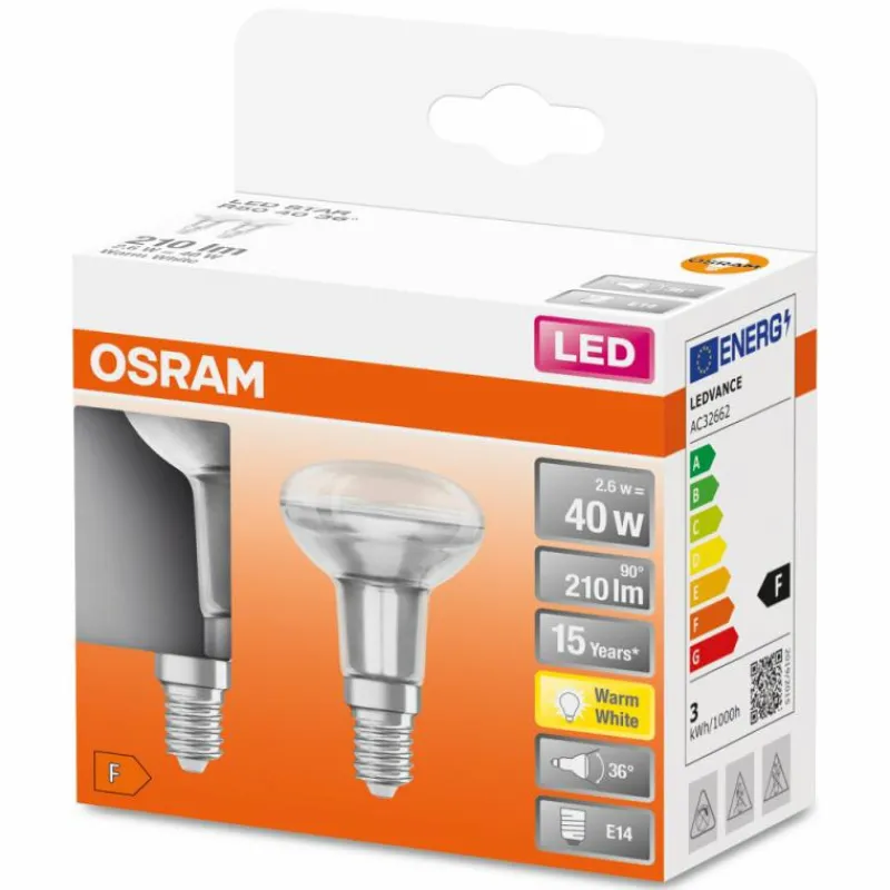 Luminaires Osram OSRAM LED STAR Lot de 2 E14 2,6 Watt 2700 Kelvin 210 lumen