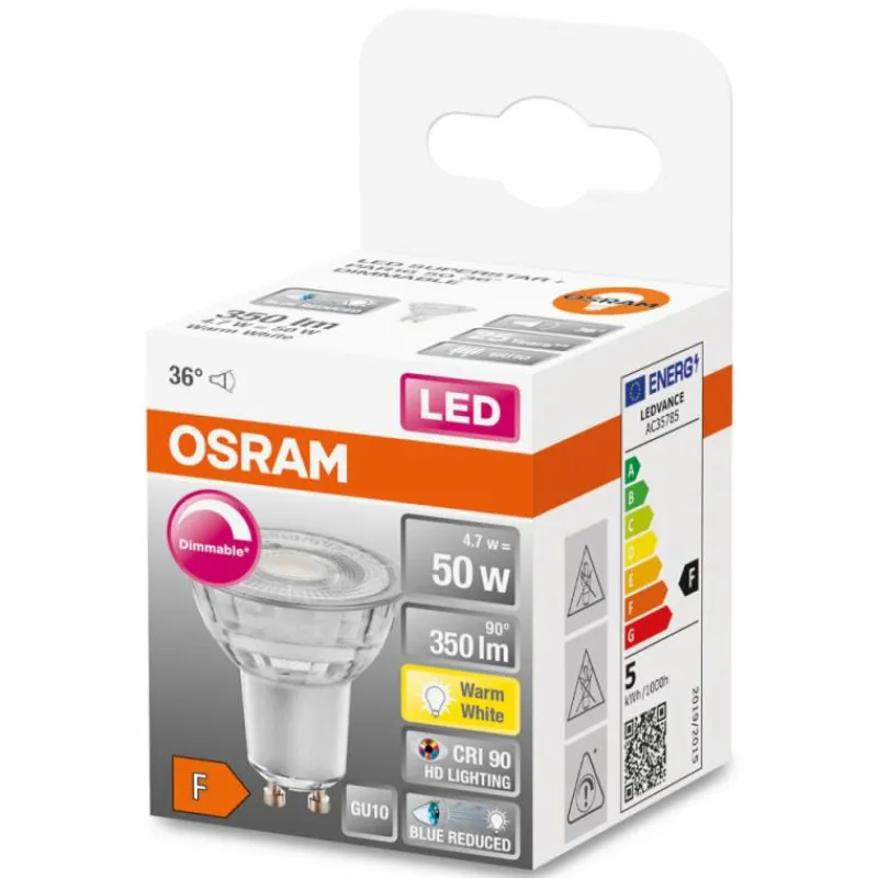 Luminaires Osram OSRAM SUPERSTAR PLUS LED GU10 4,7 watt 2700 kelvin 350 lumen