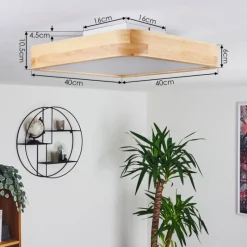 Lampes En Bois-hofstein Panneau LED Batamoto Bois clair, Blanc, 2 lumières, Télécommandes, Changeur de couleurs