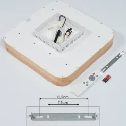 Lampes En Bois-hofstein Panneau LED Batamoto Bois clair, Blanc, 2 lumières, Télécommandes, Changeur de couleurs