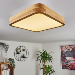 Lampes En Bois-hofstein Panneau LED Batamoto Bois clair, Blanc, 2 lumières, Télécommandes, Changeur de couleurs